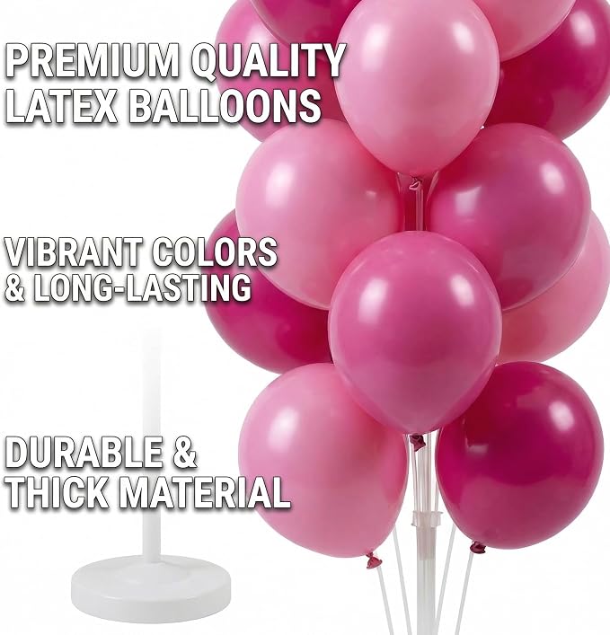 Balloon Column Kit Set of 2,5FT Balloon Tower Stand with Water Fillable Base&Pole,Pink Pillar Backdrop Decoration for Birthday,Baby Shower,Wedding,Bachelorette Party