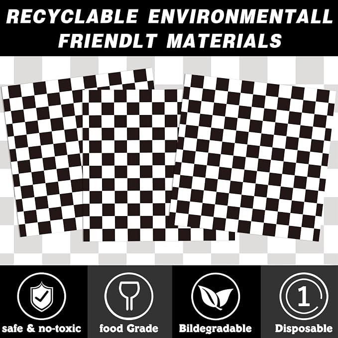 170 Pcs Race Car Party Plates and Napkins Sets, Black and White Checkered Birthday Decorations Tableware, Racing Sports Themed Dinnerware for Kids Boys Birthday Baby Shower Home Decor, Serves 24