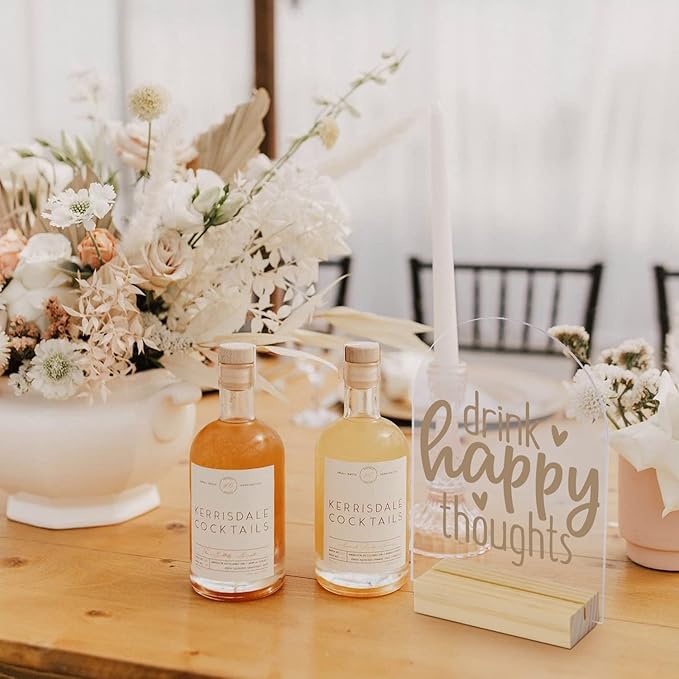 20 Pack Clear Arch Acrylic Sign with Wood Stand- 5x7 Inch Blank Clear Arch Acrylic Sign and 4 Inch Wood Base for DIY Wedding Table Numbers