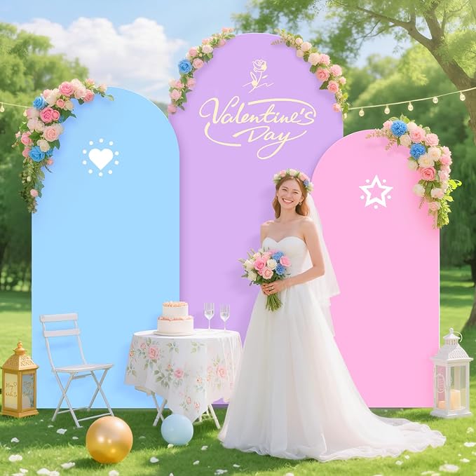 Arch Covers Stretchy Backdrops Set of 3 Wedding Arch Backdrop Cover 7.2FT 6.6FT 6FT Rainbow Arched Stand Cover Chiara Backdrop Covers Arches Spandex for Baby Shower Graduation Wedding Arches Decor