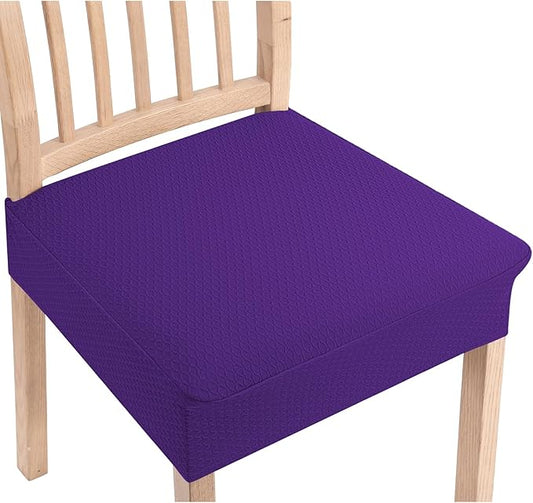 Smiry Stretch Jacquard Seat Covers for Dining Room Chairs Set of 4, Removable Washable Chair Seat Protector Slipcovers, No Rear Covers, Violet