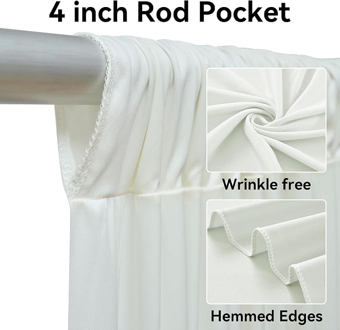 30ftx14ft Ivory Backdrop Curtains for Parties, Wrinkle Free Polyester Ivory Photo Backdrop Drapes 6 Panels 14 ft Long Back Drop Cloth for Wedding Birthday Photography Background Party