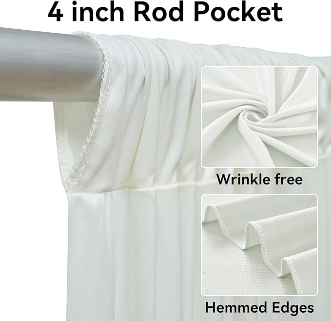 10ftx15ft Ivory Backdrop Curtains for Parties, Wrinkle Free Polyester Ivory Photo Backdrop Drapes 2 Panels 15 ft Long Back Drop Cloth Drapery for Wedding Birthday Photography Background Curtain