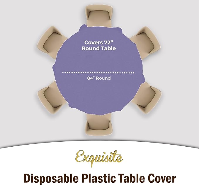 Exquisite Lavender Round Tablecloths Plastic Table Cloth Disposable 48 Pack 84" Inch Round Table Cloth Disposable Lavender Tablecloths Plastic Tablecloth Indoor/Outdoor Tablecloth Party Supplies