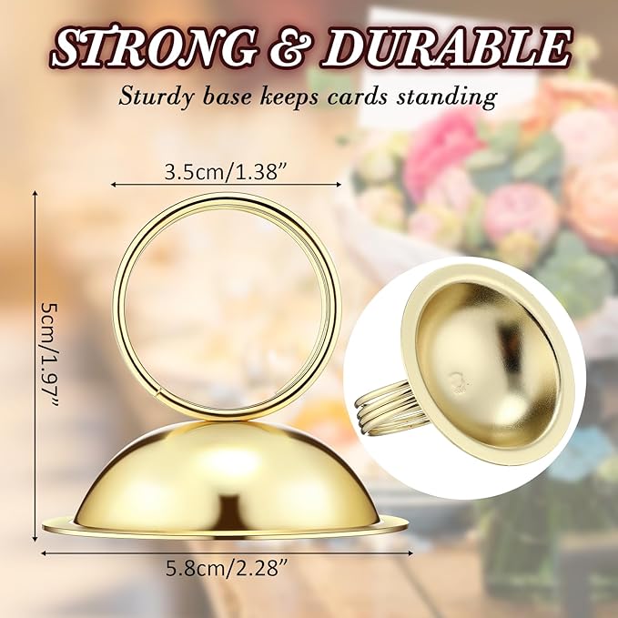MorningRo 24 Pcs Wedding Table Place Card Holders Metal Table Number Holders Stand Sign Tabletop Menu Stands Sign for Wedding Christmas Restaurant Banquet(Gold)