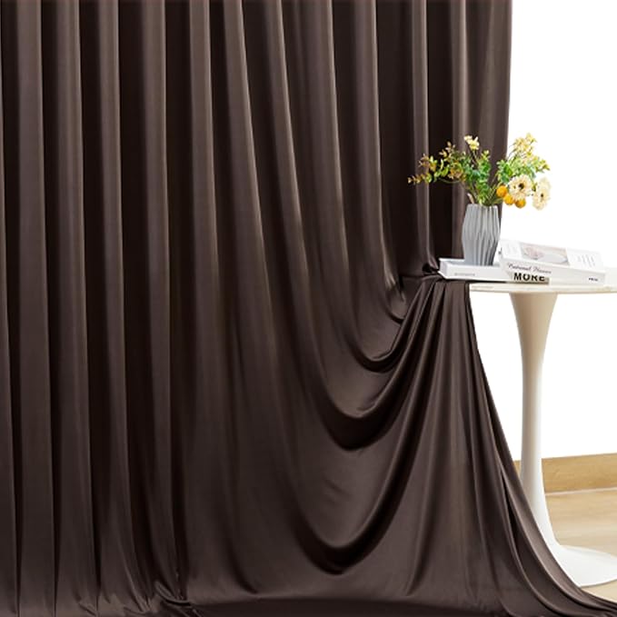 8 Panels Brown Backdrop Curtains for Wedding Party Wrinkle Free Backdrops Curtain Drapes Fabric Decorations Photo Back Drop Cloth for Baby Shower Photography Stage Reception 40ft(W) x 12ft(H)