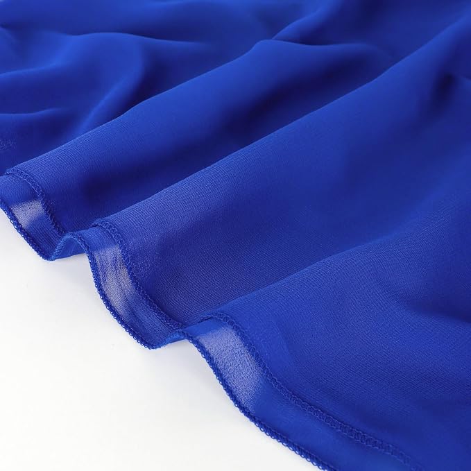 DUOBAO Royal Blue Chiffon Ceiling Drapes 5FTx30FT 6 Panels Sheer Canopy Drapes for Valentine's Day Wedding Party Event Ceiling Decor