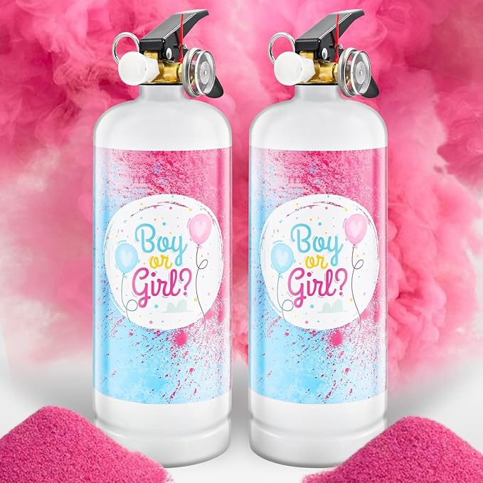 Gender Reveal Fire Extinguisher 2 Pack Giant Boy or Girl Gender Reveal Extinguisher Blue Pink Powder Smoke for Sex Reveal Fire Extinguishers Gender Reveal Ideas Baby Reveal Decorations (2 Pack Pink)
