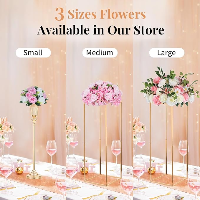 NUPTIO Flower Centerpieces for Wedding Tables: 10 Pcs Pink & White Artificial Flower Ball Arrangement for Weddings Party - Fake Floral Rose for Birthday Bridal Shower Decorations