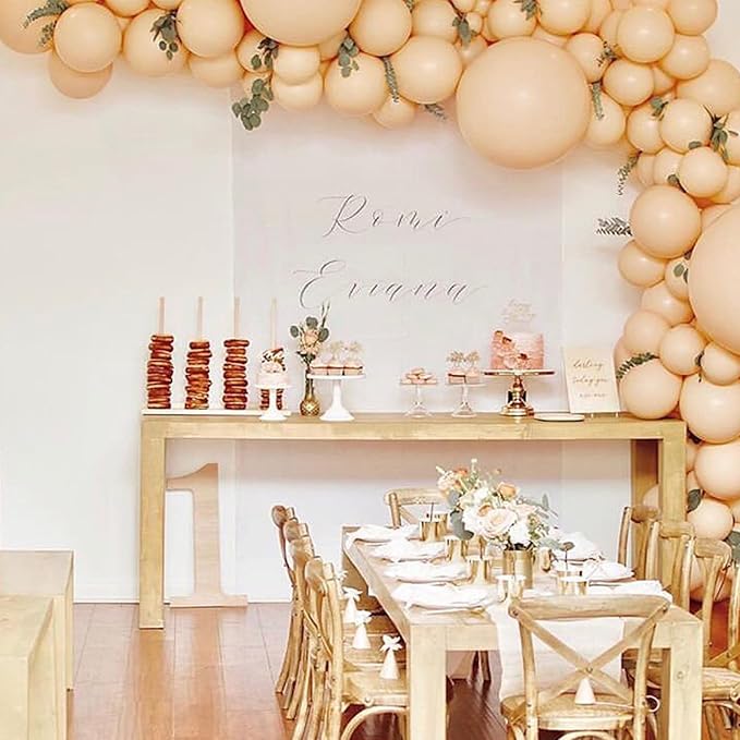 113 Pack Nude Balloons, Beige Apricot Balloon Garland Arch Kit 18/12/10/5 Inch, Neutral Cream Peach Latex Party Balloons, Blush Taupe Helium Balloons for Boho Birthday Wedding Baby Shower Decorations