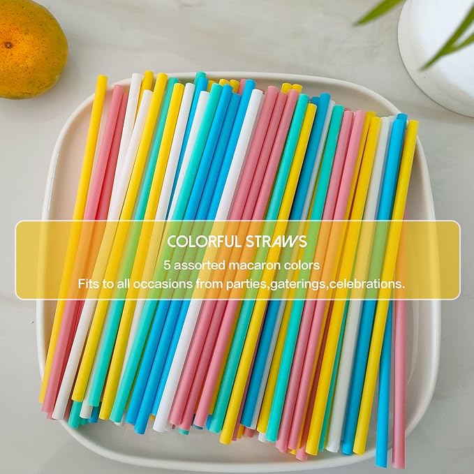 5.75" Short Cocktail Straws Plastic-Free,Colorful Disposable Drinking Straws 200pcs,Plant-Based Stylish Party Straws,A Plasticless Sturdy Drinking Straws for Hot and Cold Drinks Not Foggy