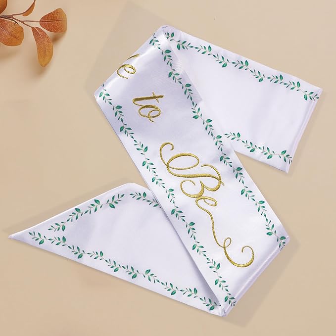 Embroidered Bride to Be Sash Double-Layer Satin Sash with Green Trim Bridal Shower Hen Night Bachelorette Party Accessories