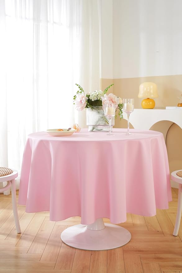 10 Pack Round Tablecloth 90 Inch Pink Tablecloth, Polyester Fabric Washable Table Cloth for Home, Party, Wedding or Restaurant Use.