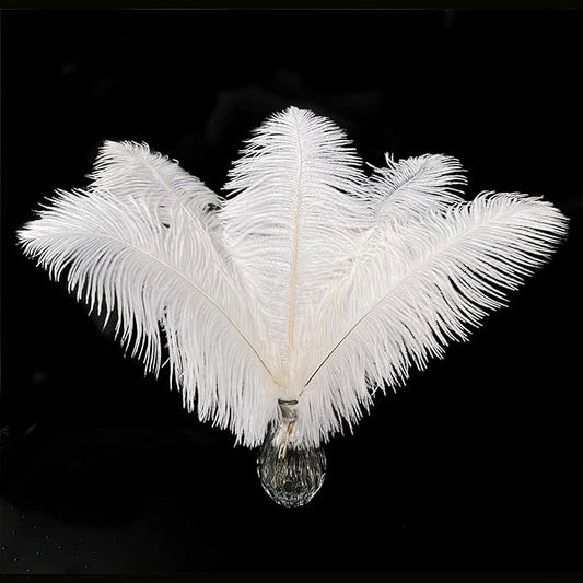 Piokio 40 pcs Natural White Ostrich Feathers 12-14 inch(30-35 cm) Bulk for Wedding Party Centerpieces and DIY Clothes Decoration, Gatsby Decorations