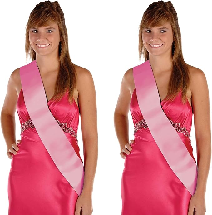Beistle Satin Sashes 2 Piece, 33" x 4", Pink