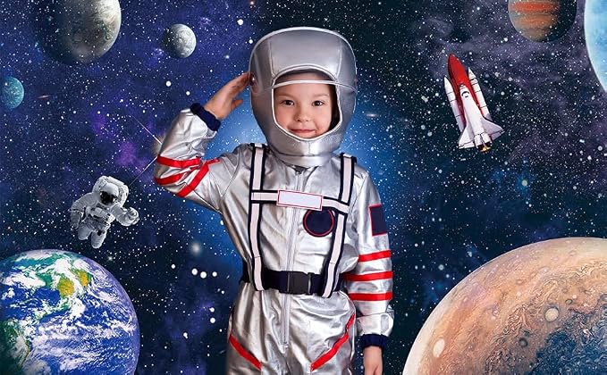 CGXINS 10x8ft Outer Space Backdrop for Baby Kids Astronaut Themed Birthday Party Decoration Supplies Universe Galaxy Stars Newborn Baby Shower Photo Background Photography