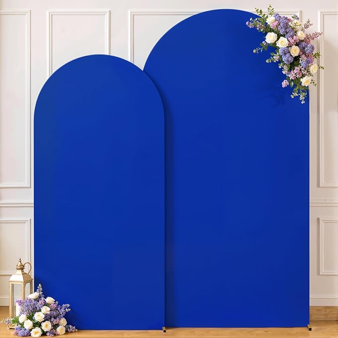Royal Blue Arch Cover 2 Set-7.2FT, 6FT Arch Backdrop Cover Spandex Fitted Birthday Party Arch Stand Covers Stretchy Backdrop for Baby Shower Bridal Shower Wedding Ceremony Banquet Photo Background