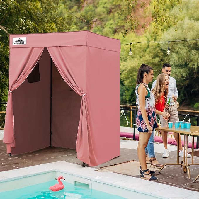 EAGLE PEAK 5x5 Pop Up Changing Tent, Flat Top Changing Room, Pink | Portable, Privacy Tent, Pool Cabana, Dressing Room, Shower & Toilet Use, Opaque Fabric, Instant Setup, Photoshoots, Camping