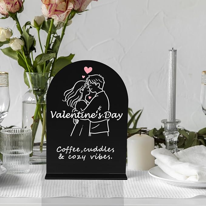 12 Pack Acrylic Wedding Signs 5 x 7 Inch DIY Blank Table Number with Base Black Arch Shape Menu Board for Party Anniversary Event Restaurant Cafe Decoration