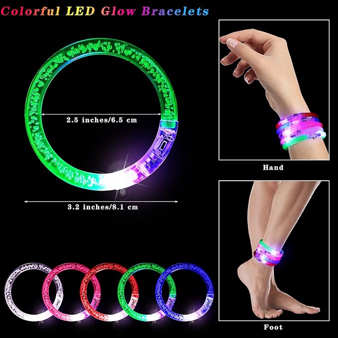 Elcoho 60 Pieces Glow in the Dark Party Supplies LED Light Up Toy Party Favors Includes 20 LED Shutter Glasses, 20 Glow Headbands, 20 LED Glow Bracelets, Neon Party Favors for Glow Party, Birthday