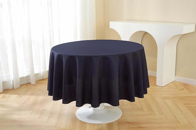 5 Pack Round Tablecloth 120 Inch Navy Blue Tablecloth, Polyester Fabric Washable Table Cloth for Home, Party, Wedding or Restaurant Use.