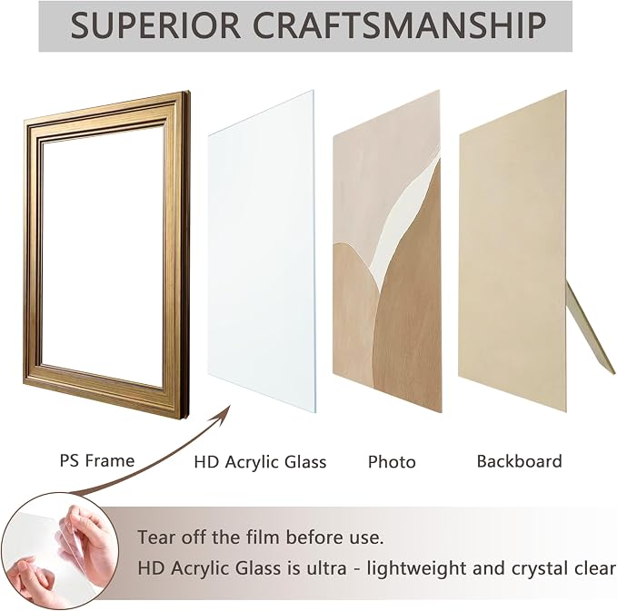 12x16 Picture Frame – Vintage Gold Picture Frames for Tabletop & Wall Mount, 12 x 16 Photo Frame for Living Room, Bedroom, Office Décor & Wedding Anniversary Housewarming