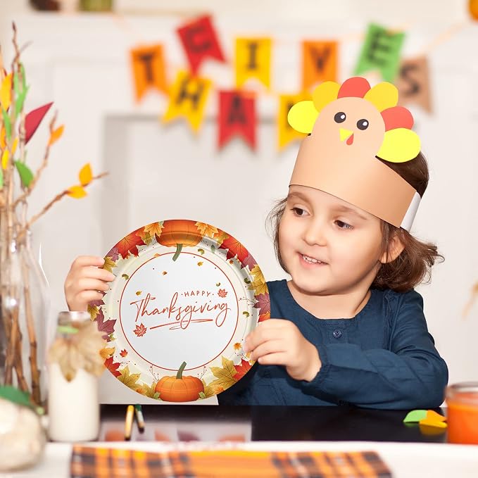 Thanksgiving Plates and Napkins Gatherfun Maple Leaves Disposable Paper Plates Napkins Cups plastic Tablecloth for Thanksgiving Dinner Party Decorations Serve 25