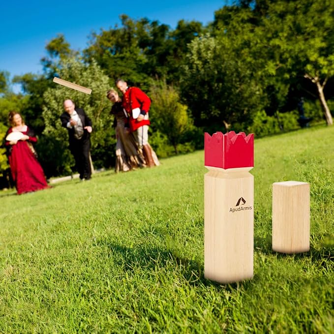 ApudArmis Kubb Yard Game Set, Viking Chess Outdoor Clash Toss Yard Game with Carrying Case - Rubber Wooden Backyard Lawn Games Set for Teenagers Adults Family