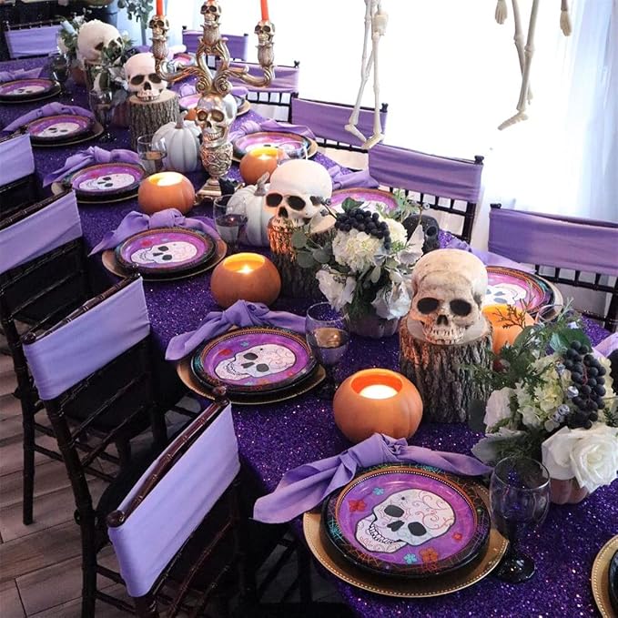 Sparkly Purple Sequin Tablecloth Mermaid Tablecloth Halloween Glitter Table Overlay Bridal Shower Decorations Christmas Rectangular Tablecloths 50x80 Inch