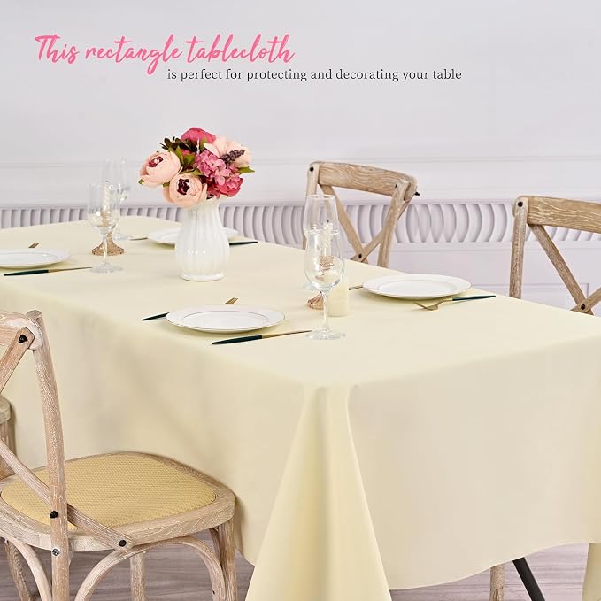 10 Pack Beige Tablecloth 60 x 102 Inch Cream Tablecloth for 6 Foot Rectangle Tables Beige Table Cloth Washable Polyester Fabric Cream Table Cloth Rectangle for Parties Wedding Banquet