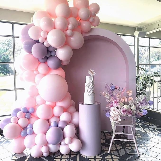 Pearl Pink Purple Blue Balloon Arch Kit, Pearl Pink Light Purple Blue Latex Balloon Garland, Different Sizes Iridescent Balloons for Wedding Mermaid Frozen Theme Baby Shower Birthday Party Decorations