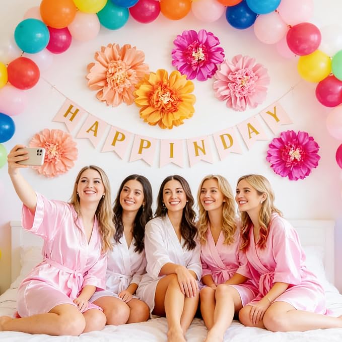 SUNBEAUTY 6PCS Hot Pink and Orange Paper Flowers 12 Inch Large Tissue Paper Flowers Decorations for Wall Giant Crepe Paper Flowers for Girl Women Birthday Office Classroom Bridal Wedding Backdrop