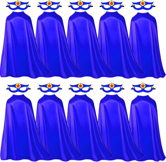 iROLEWIN Superhero-Capes for Adults Teens Masks, 10 Bulk Super-Hero Costumes Women Men Birthday Gifts Team Building Charity