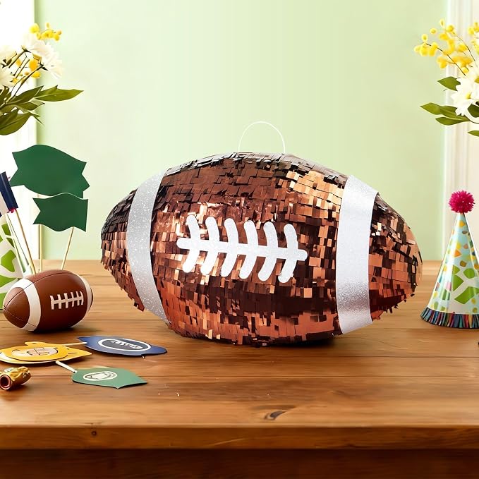 WERNNSAI Football Piñata - Football Birthday Decoration Sports Piñata with Blindfold and Stick for Sports Player Party Decoration Men Boys Birthday Anniversary Competition Celebration Supplies