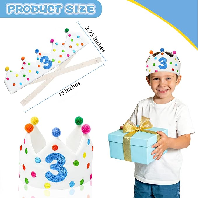 Personalized Hand Embroidered Birthday Hats Unique Happy Birthday Crowns Cute Party Hat for Boy Girl Fit All Ages
