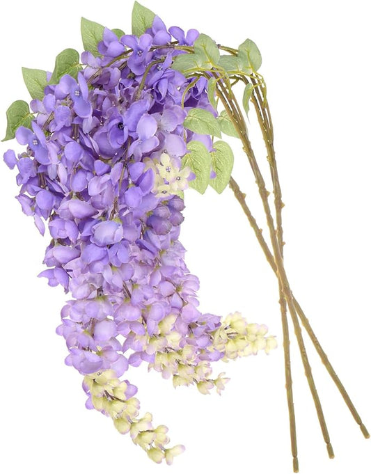 M METERXITY 3-Pack 3.18Feet Purple Silk Wisteria Hanging Flowers, 6 Branches Artificial Wisteria Flowers, Fake Wisteria for Wedding Decor, Party, Floor Vase, Balcony, Wall Decoration