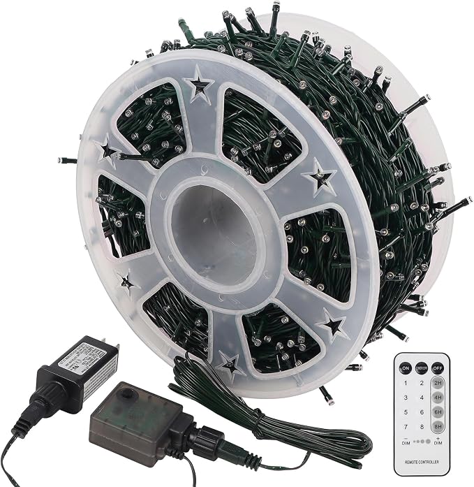 WATERGLIDE 1000 LED Christmas String Lights, 328 FT Green Wire LED Decorative Fairy Lights with Remote & 8 Modes, Waterproof for Outdoor Xmas Holiday Party Garden Wedding Home Decor, Red & Green