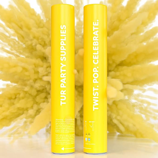 Yellow Powder Cannons Smoke Bombs Biodegradable Poppers | 2 Pack | Launch 25 ft Far | 12 inch | Decorations For Photoshoots, Gender Reveal, Celebrations, Festivals, and Parties | TUR Party Supplies