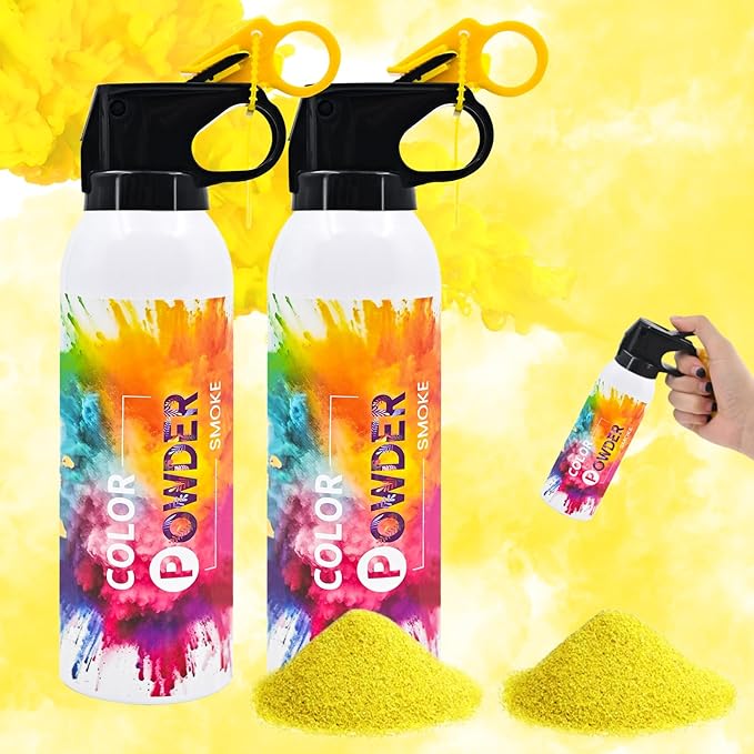 Photo Fog Atmosphere Smog 2 Pack Fire Extinguisher Yellow for Gender Reveal Photoshoot Video Props Stage Mister Foggers Yellow Smoke Gender Reveal Extinguisher for Birthday Wedding Party Celebration