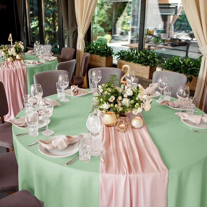 YMHPRIDE 6 Pack Round Tablecloth Sage Green Table Cloths 90 Inch Polyester Round Tablecloth,Sage Green Tablecloths Round 90 inch Washable Fabric Table Covers for Wedding,Party,Dining,Banquet