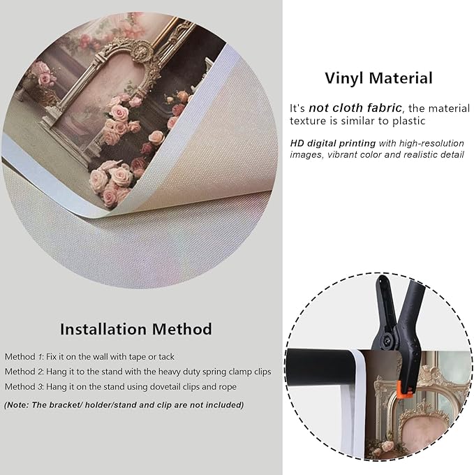 YongFoto European Retro Elegant Room Interior Wall Backdrop 10x5ft French Arched Oil Painting Frame Floral Vase Garland Photography Background Wedding Party Home Art Decor Portrait Photoshoot Props