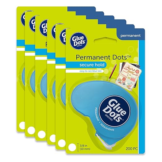 Glue Dots 6-Ct. Dot N' Go Dispenser Set, 200 (.375'') Permanent Dots Each (11346)