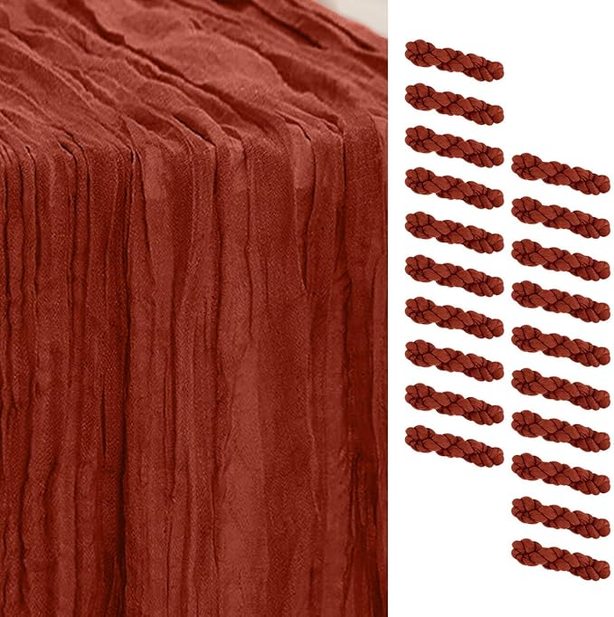 20 Pack Terracotta Christmas Cheesecloth Table Runner 35x120 Inch 10Ft Rustic Gauze Cheese Cloth Table Runner Sheer Cheesecloth Table Runners for Wedding Party Bridal Shower Decoration