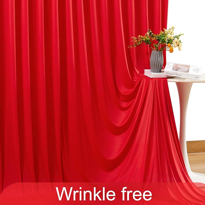 30ft x 10ft Red Backdrop Curtain for Parties Red Wrinkle Free Backdrop Drapes Panels for Wedding Baby Shower Birthday Photo Photography Christmas Polyester Fabric Background Decoration