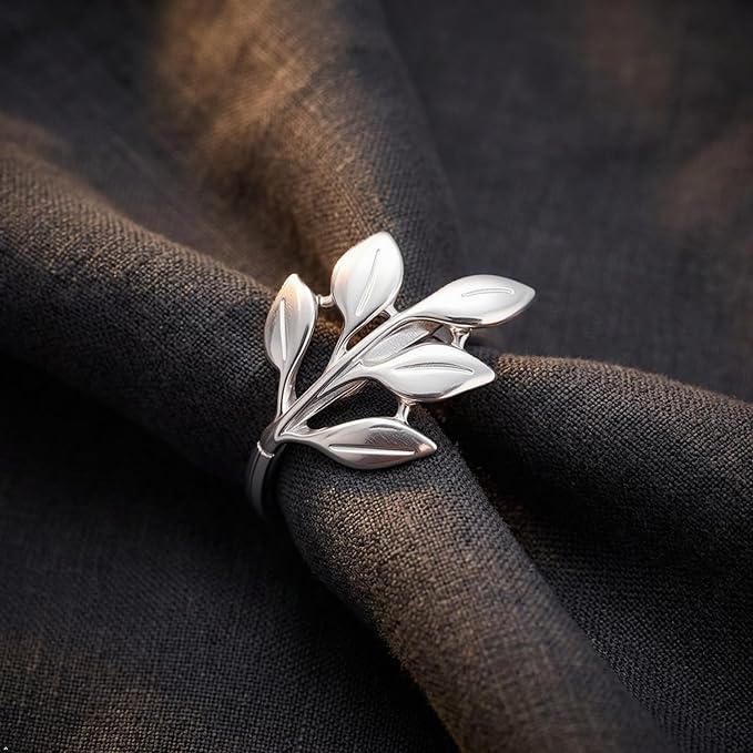 Set of 100 Leaf Napkin Rings Metal Silver Leaf Napkin Ring, Napkin Rings Bulk Dinner Banquet Serviette Decor, Dining Table Setting for Thanksgiving Christmas Halloween Holiday Wedding Party