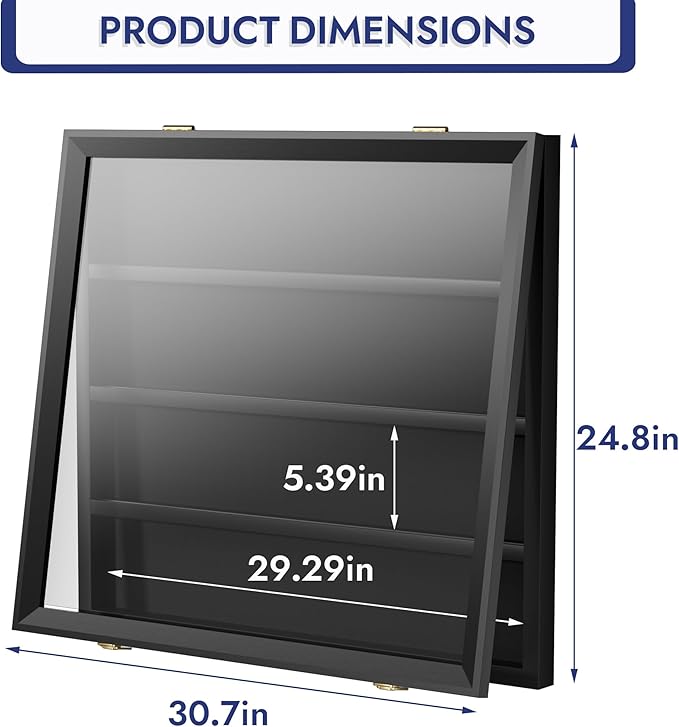 36 Graded Sports Card Display Case - Baseball Card Display Frame Lockable for, Football, Basketball, Hockey & Trading Cards - UV Protection & Clear Acrylic, Black