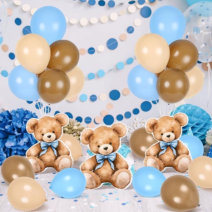 6 Sets Balloon Stand Kit for Table Blue Bear Baby Shower Tables Centerpieces with Balloon Boy Baby Shower Decor for Bear Theme Gender Reveal Birthday Party Table Decorations Supplies