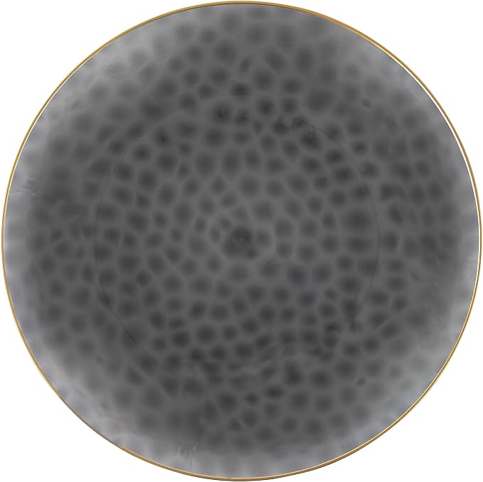 PlasticPro 30 Pack Hammered Plastic Plates Heavyweight Disposable Plastic Plates Elegant Black Transparent Plates With Gold Rim Platsic Party Dishes (Transparent Black With Gold Rim, 10'' INCH PLATES)