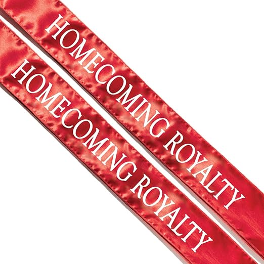 Anderson's Red Satin Homecoming Royalty Sash Set, Elegant 3" x 72" Sashes with White Imprint for Homecoming Night Coronation and School Events, 2‑Piece Set