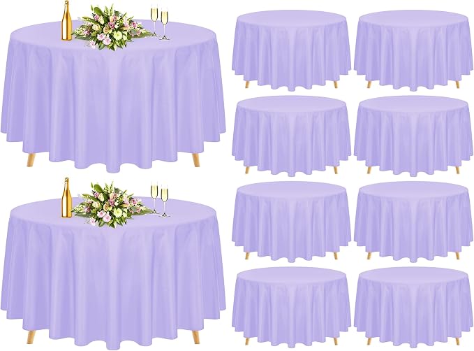 Pesonlook 10 Pack 120 Inch Purple Round Table Cloths, Premium Polyester Round Tablecloth Wrinkle Resistant Washable Table Cover for Wedding, Party, Dining,Banquet,Buffet